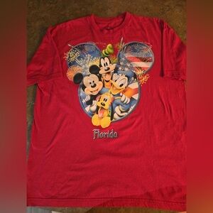 Disney World Florida Fab Four Fireworks American Flag Mickey Goofy Shirt Size XL